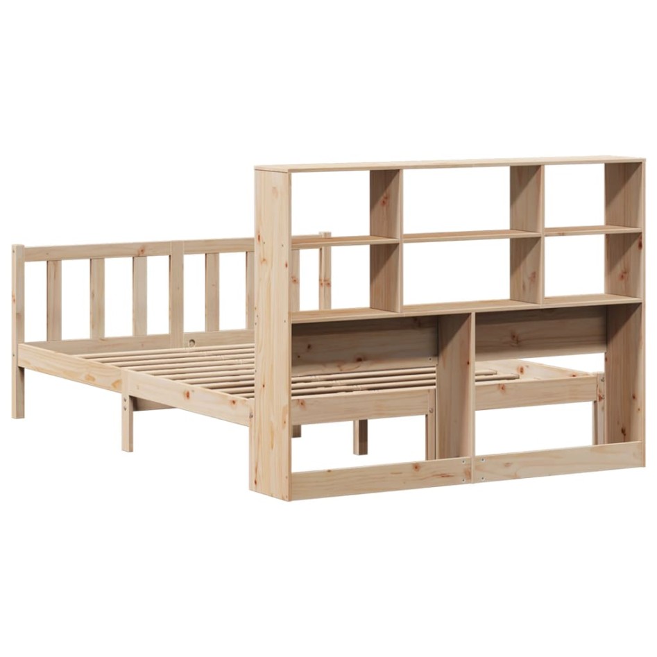 Cama con estantería sin colchón madera maciza de pino