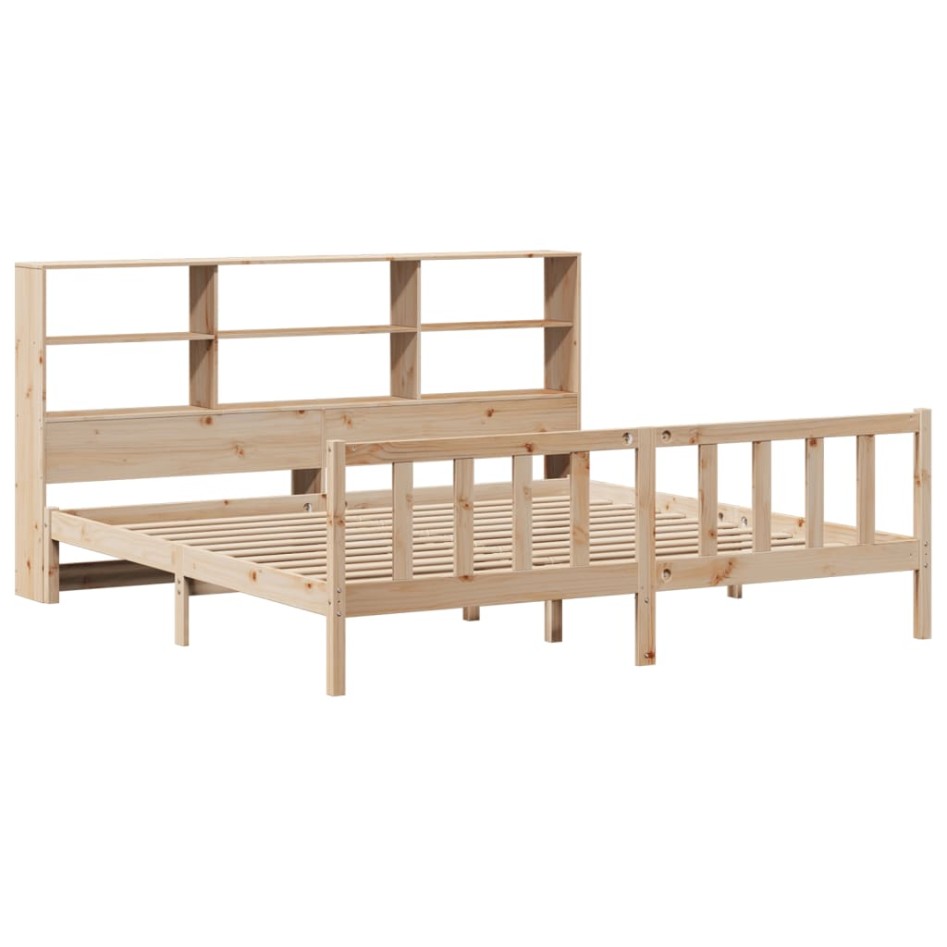 Cama con estantería sin colchón madera maciza de pino
