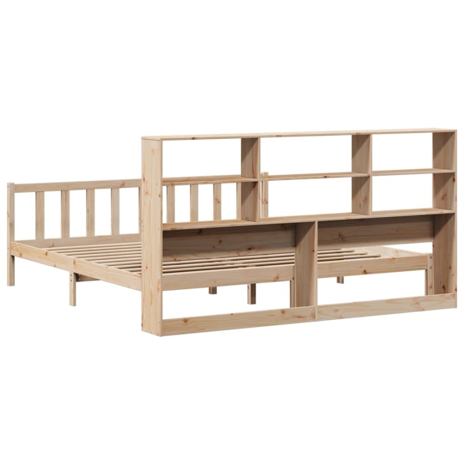Cama con estantería sin colchón madera maciza de pino