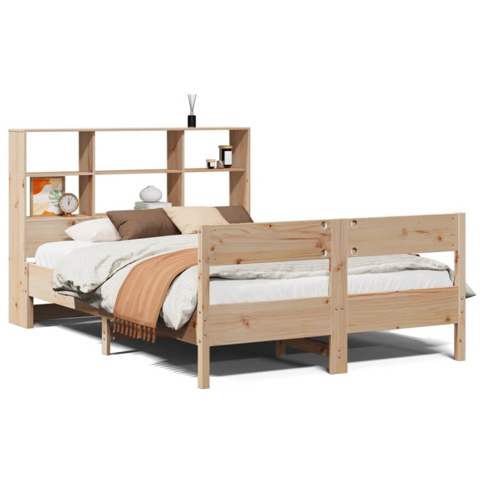 Cama con estantería sin colchón madera maciza de pino