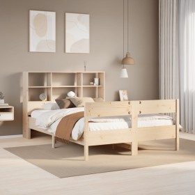 Cama con estantería sin colchón madera maciza de pino
