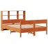 Cama con estantería sin colchón madera maciza marrón 120x190