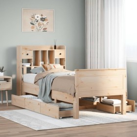 Cama con estantería sin colchón madera maciza de pino
