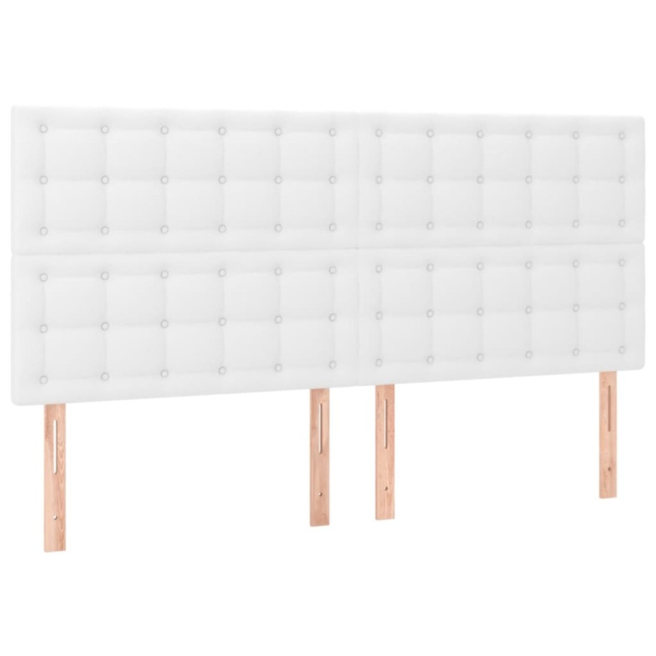 Cama box spring colchón y LED cuero sintético blanco 180x200