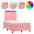 Cama box spring colchón y LED terciopelo rosa 120x200
