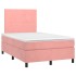 Cama box spring colchón y LED terciopelo rosa 120x200