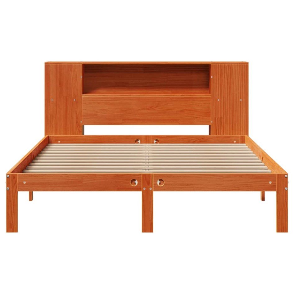 Cama con estantería sin colchón madera maciza marrón 120x190