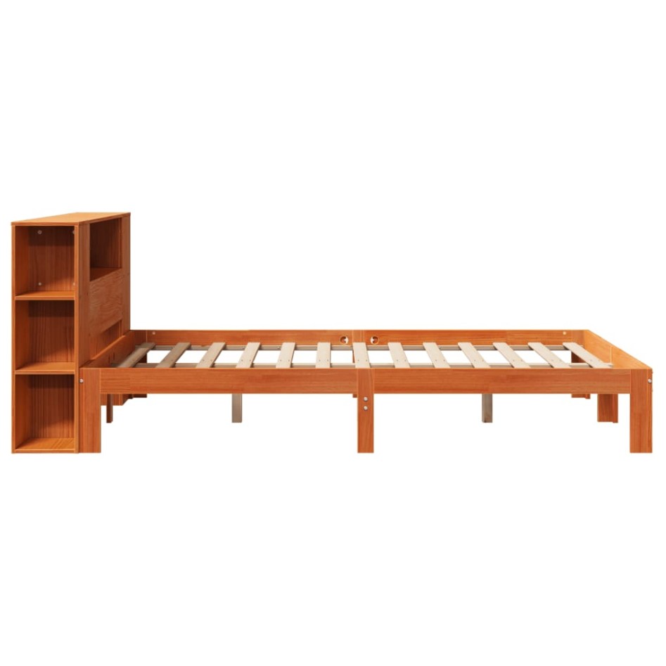 Cama con estantería sin colchón madera maciza marrón 120x190