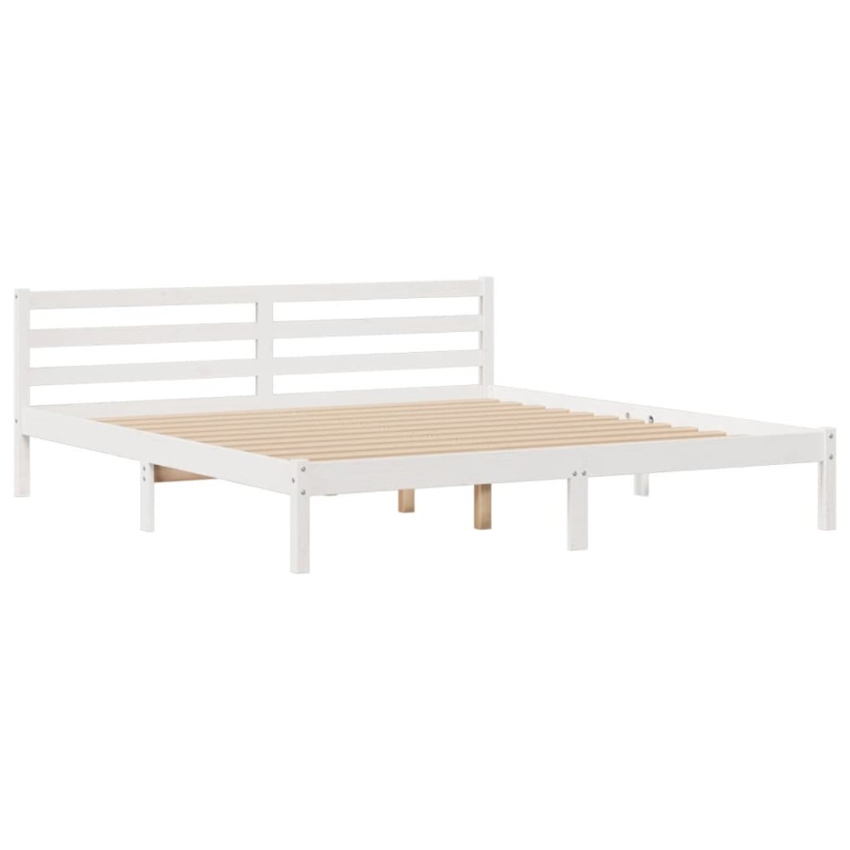 Cama con estantería sin colchón madera maciza blanca 180x200