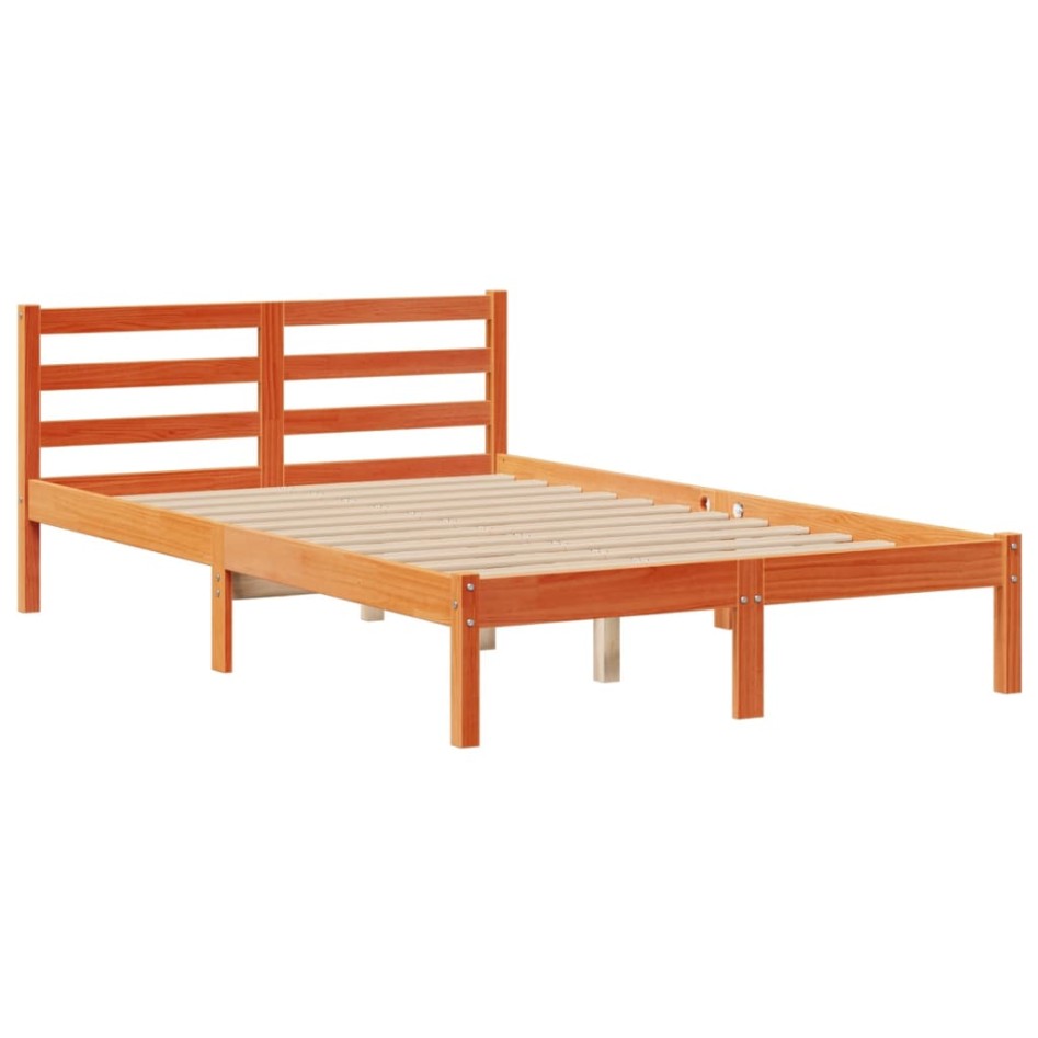 Cama con estantería sin colchón madera maciza marrón