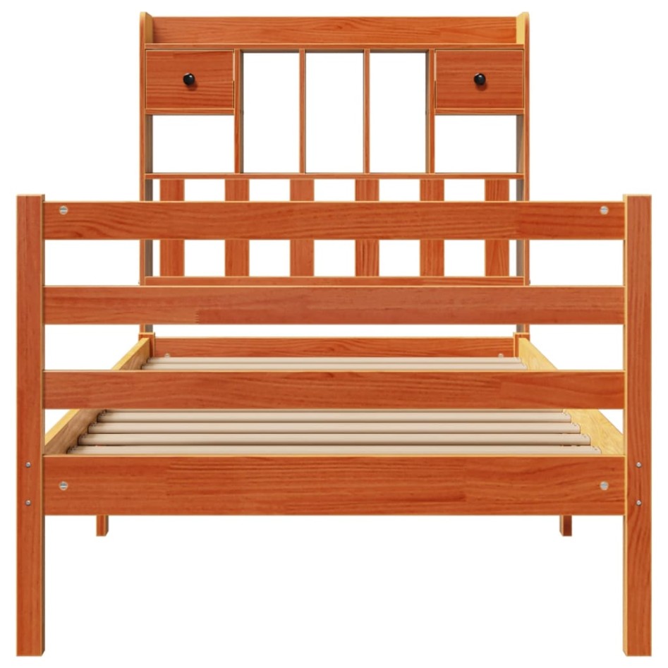 Sofá con estantería sin colchón madera maciza marrón 90x200