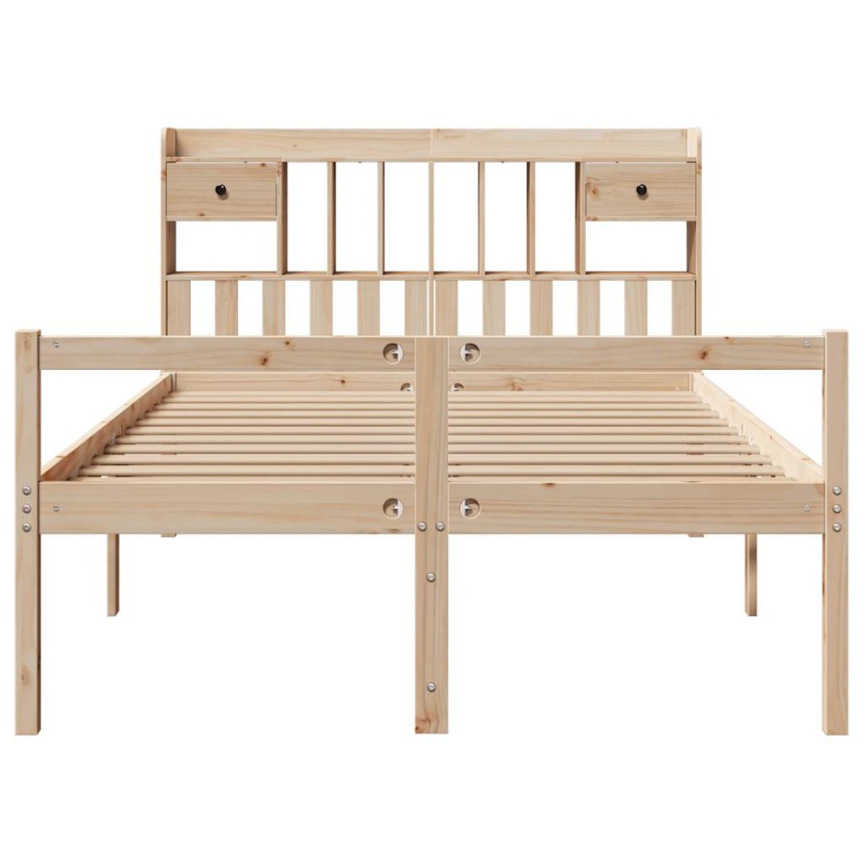 Cama con estantería sin colchón madera maciza de pino