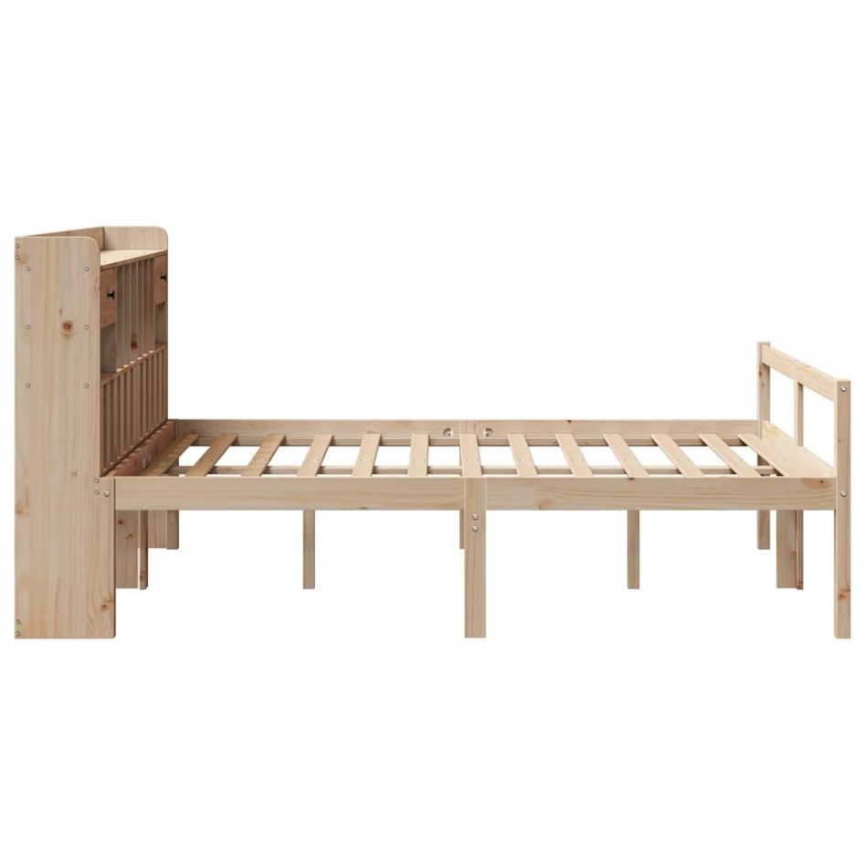Cama con estantería sin colchón madera maciza de pino