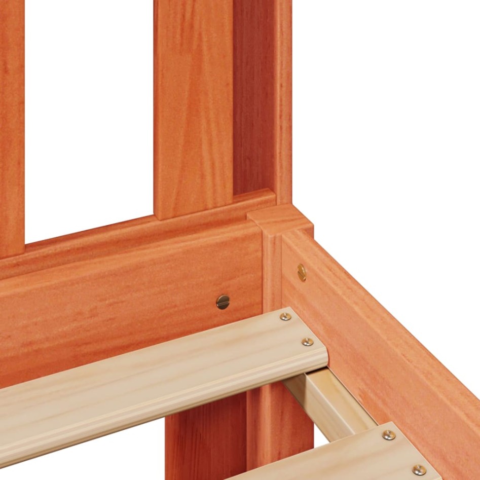 Cama con estantería sin colchón madera maciza marrón 150x200