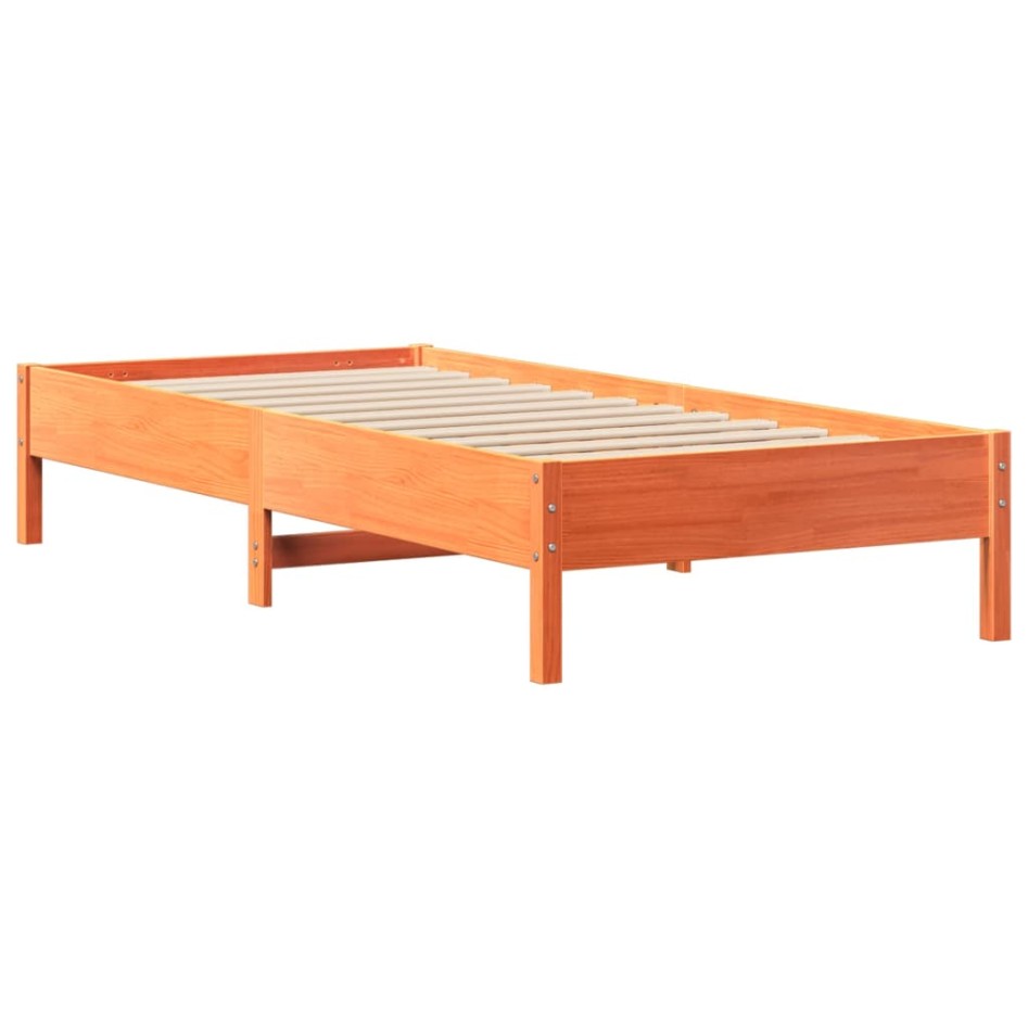 Cama con estantería sin colchón madera maciza marrón 100x200