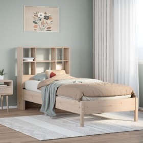 Cama con estantería sin colchón madera maciza de pino