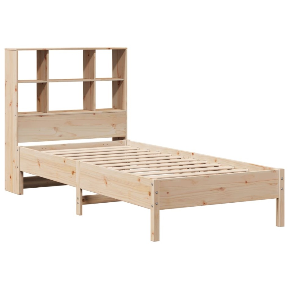 Cama con estantería sin colchón madera maciza de pino