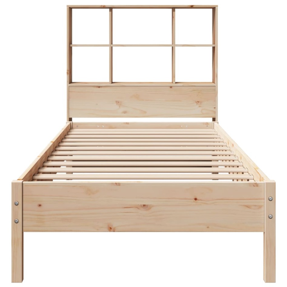 Cama con estantería sin colchón madera maciza de pino