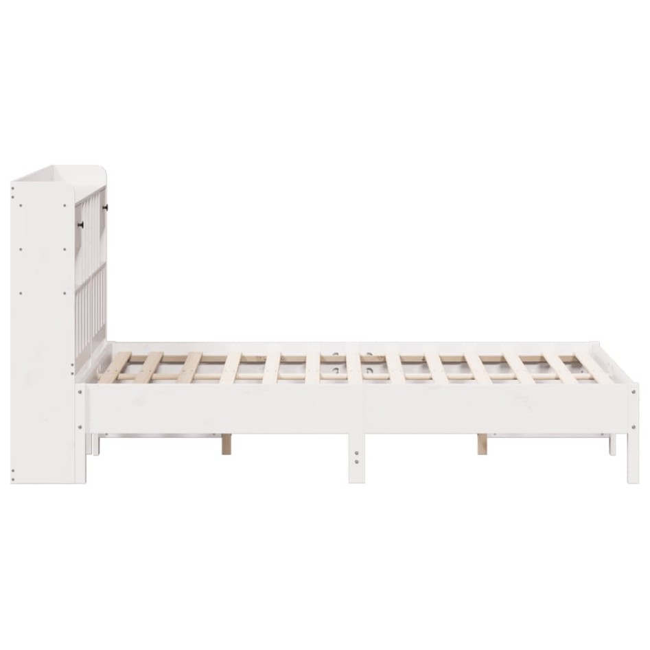Cama con estantería sin colchón madera maciza blanca 140x200