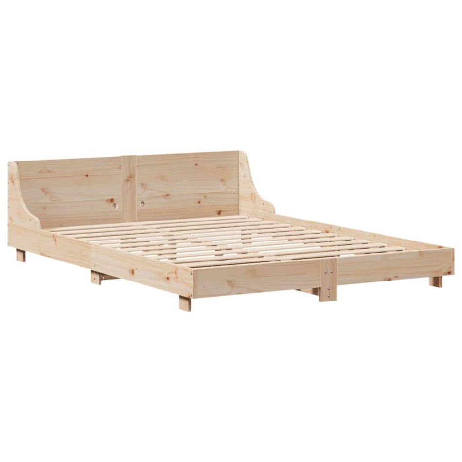 Estructura de cama sin colchón madera maciza de pino 140x190