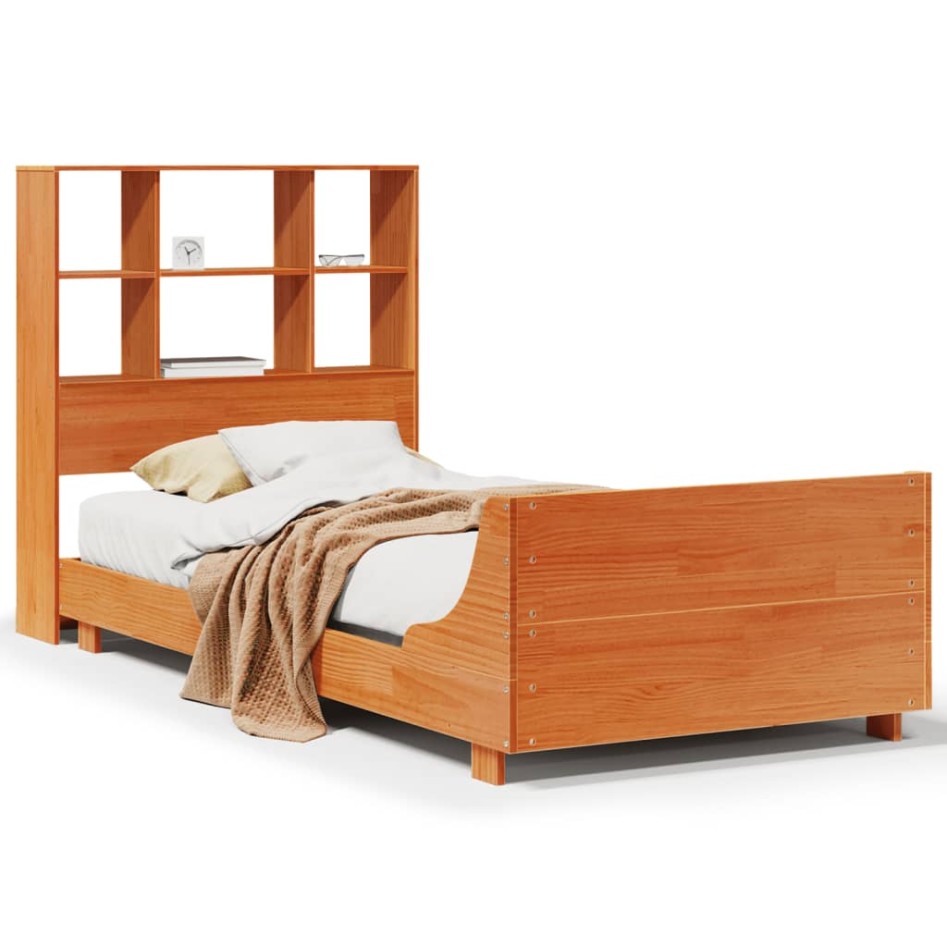 Estructura de cama sin colchón madera maciza marrón 75x190