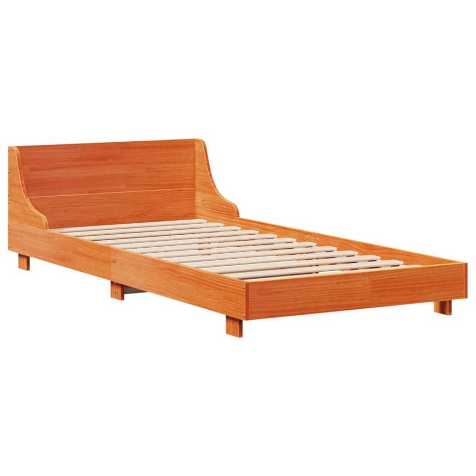 Estructura de cama sin colchón madera maciza marrón 75x190