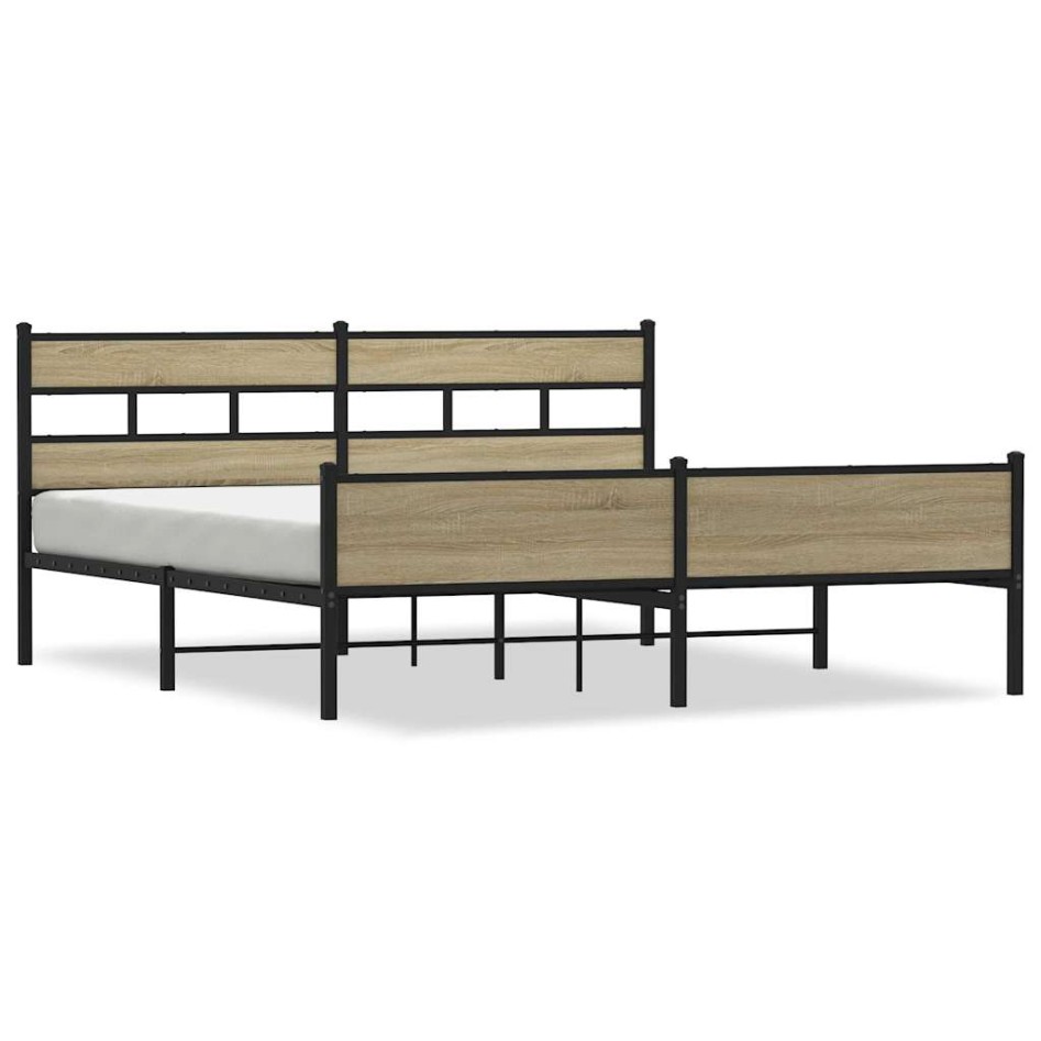 Estructura de cama sin colchón metal roble Sonoma 180x200