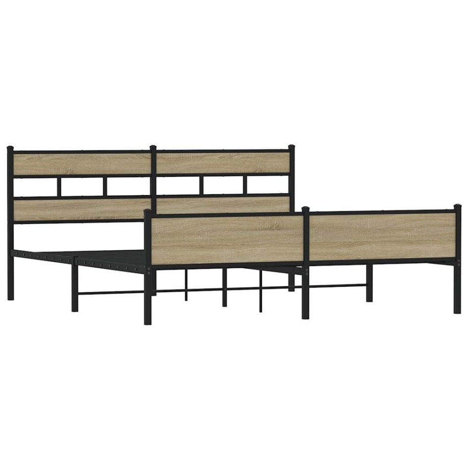 Estructura de cama sin colchón metal roble Sonoma 180x200