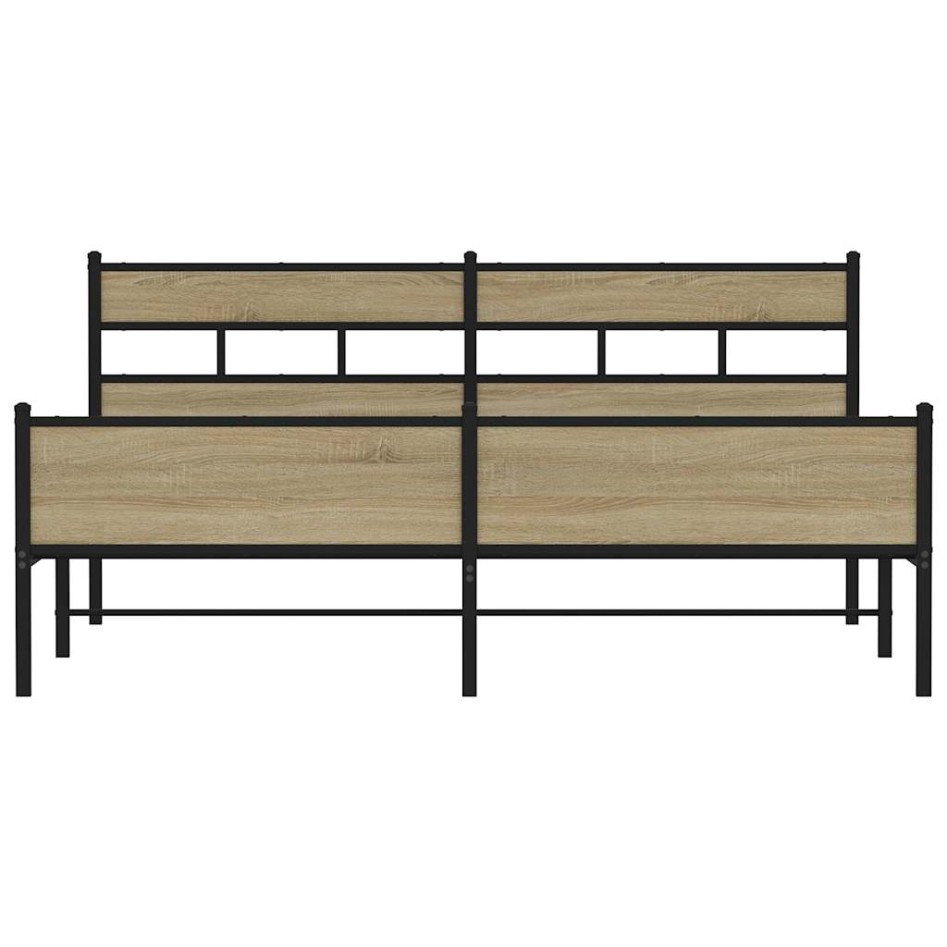 Estructura de cama sin colchón metal roble Sonoma 180x200