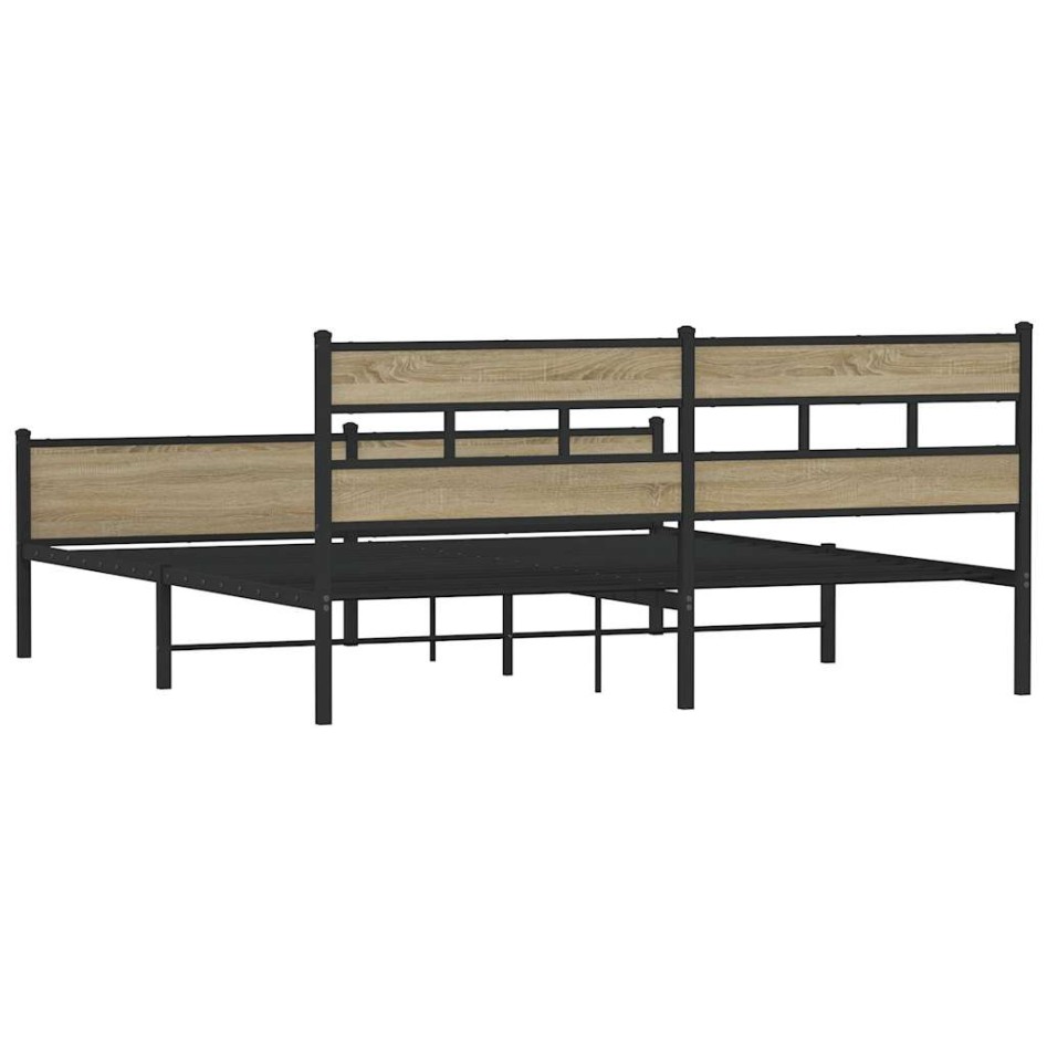 Estructura de cama sin colchón metal roble Sonoma 180x200