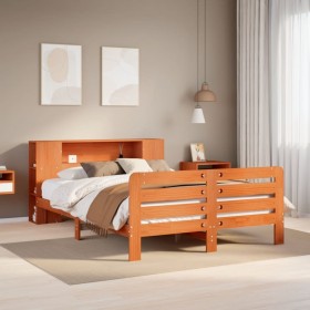 Estructura de cama sin colchón madera maciza marrón 135x190