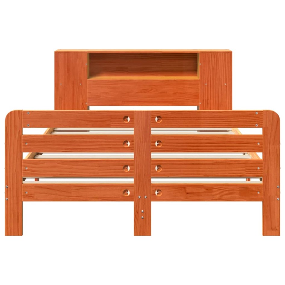 Estructura de cama sin colchón madera maciza marrón 135x190