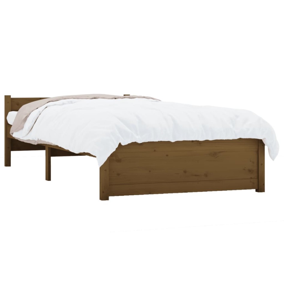 Estructura de cama madera maciza marrón miel 75x190