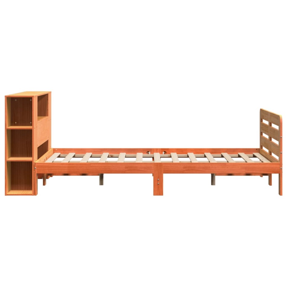 Estructura de cama sin colchón madera maciza marrón 135x190