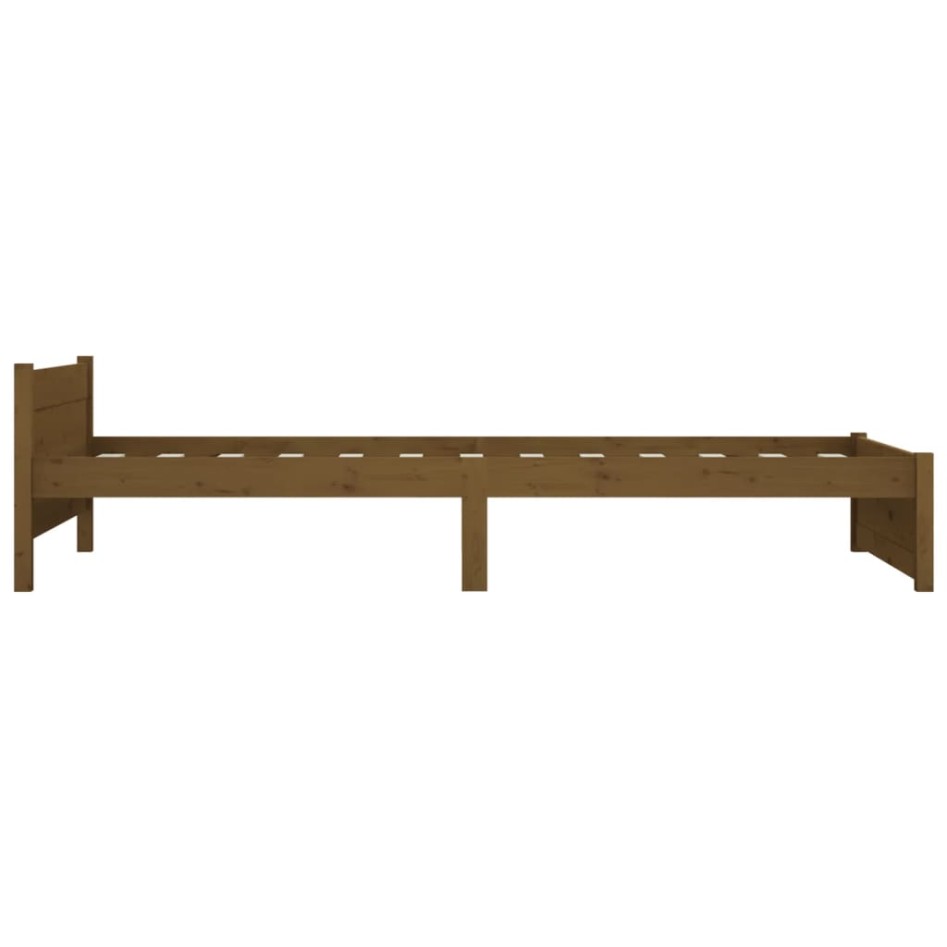 Estructura de cama madera maciza marrón miel 75x190