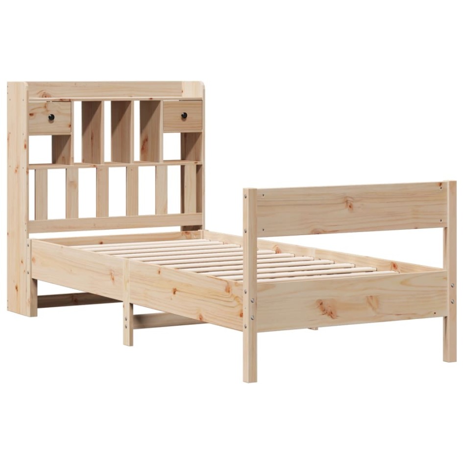 Cama con estantería sin colchón madera maciza de pino 90x190
