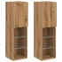 Muebles TV con luces LED 2 uds roble artesanal 30,5x30x102