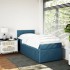 Cama box spring con colchón terciopelo azul 100x200