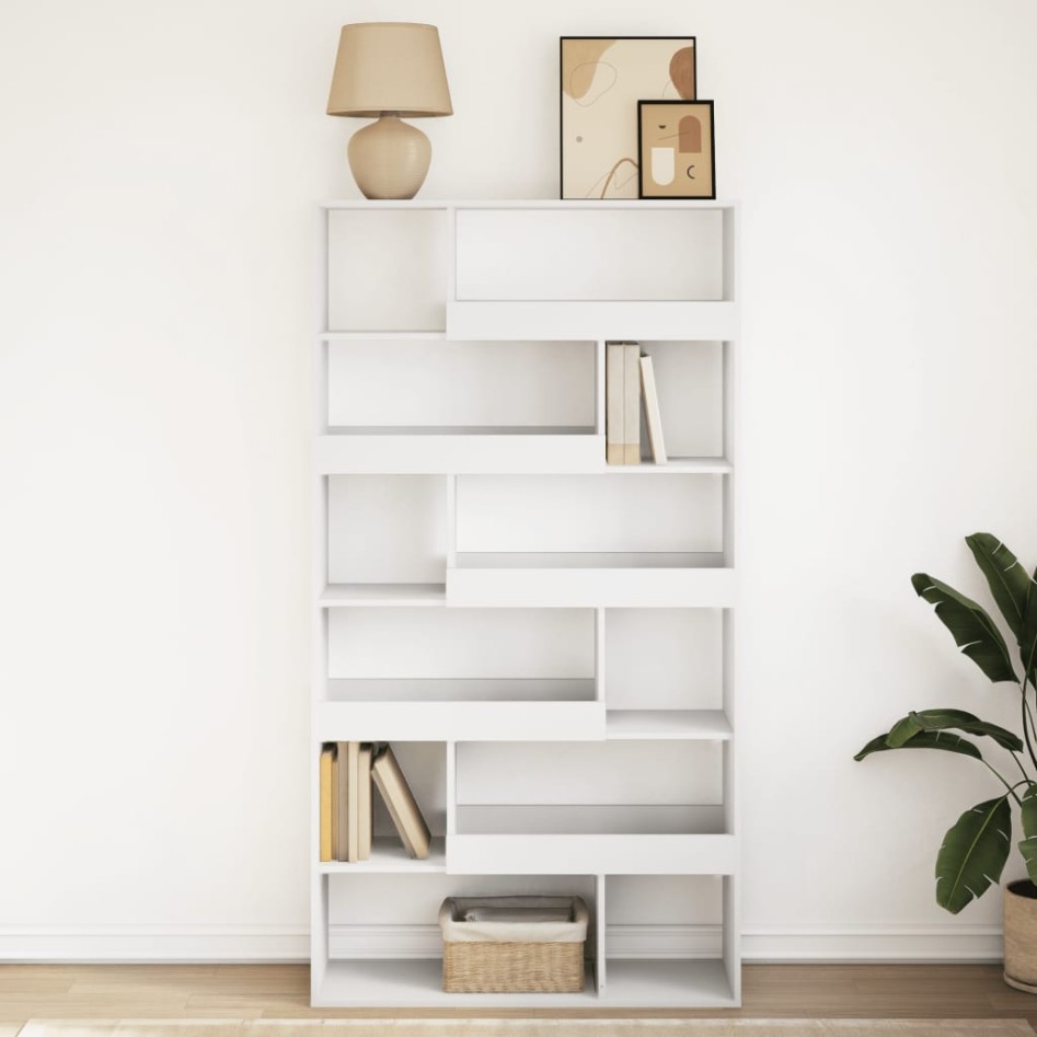 Estantería de madera de ingeniería blanca 100x33x187,5