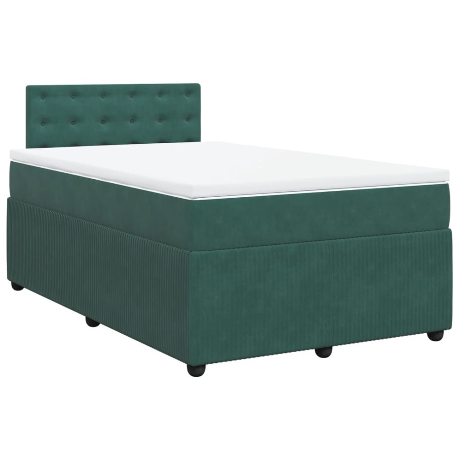 Cama box spring con colchón terciopelo verde oscuro 120x200