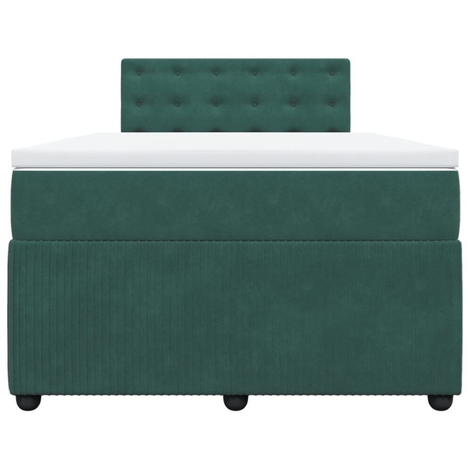 Cama box spring con colchón terciopelo verde oscuro 120x200