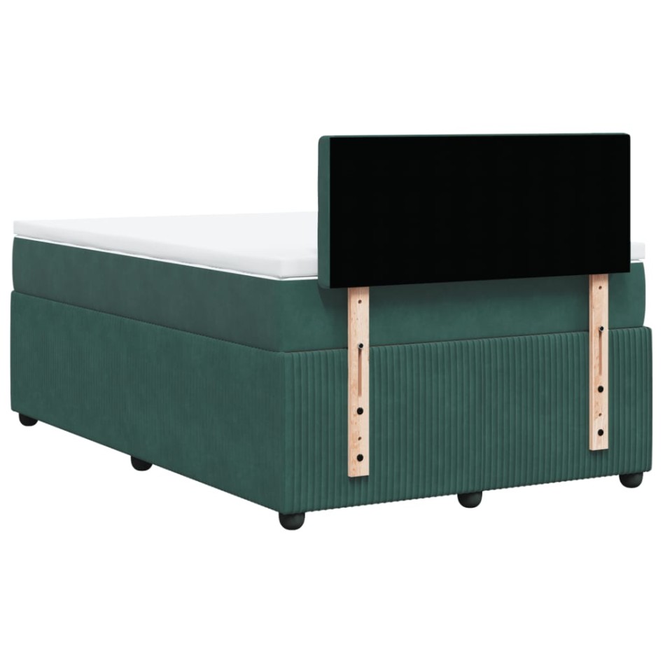 Cama box spring con colchón terciopelo verde oscuro 120x200