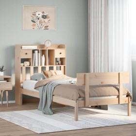 Cama con estantería sin colchón madera maciza de pino 90x200