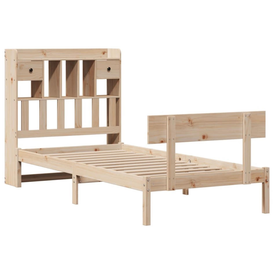 Cama con estantería sin colchón madera maciza de pino 90x200