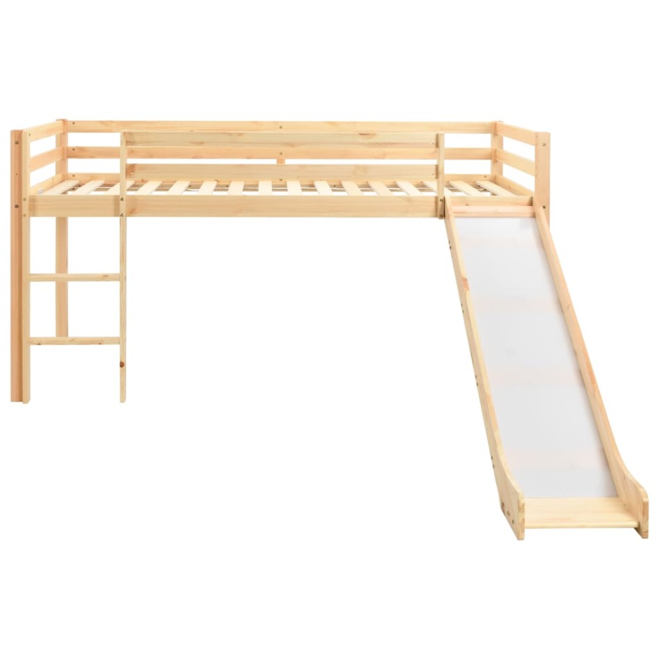 Cama alta para niños tobogán y escalera madera pino 97x208