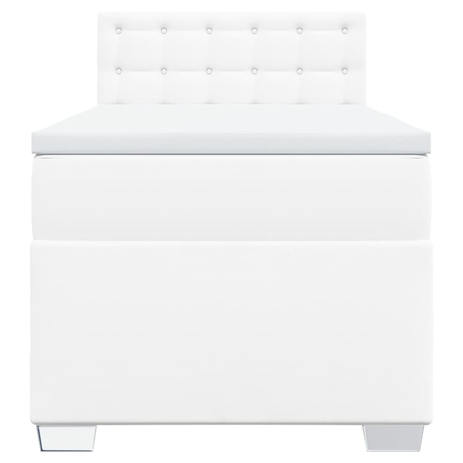 Cama box spring con colchón cuero sintético blanco 90x190