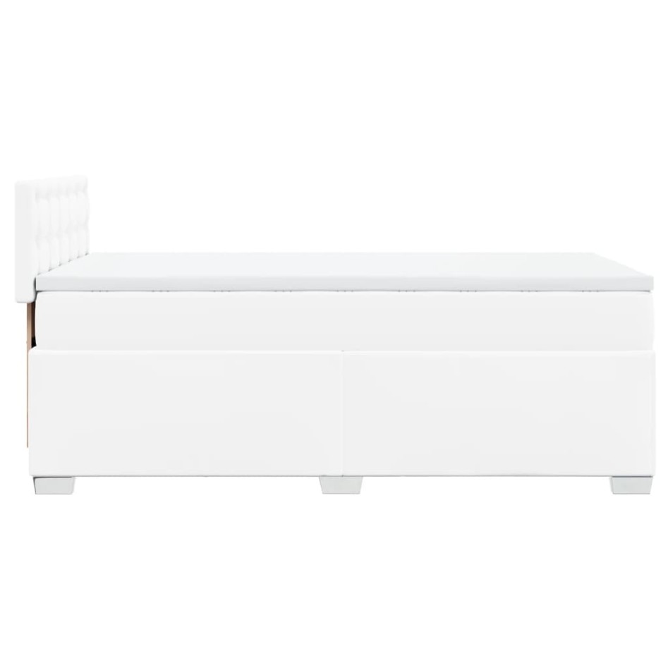 Cama box spring con colchón cuero sintético blanco 90x190