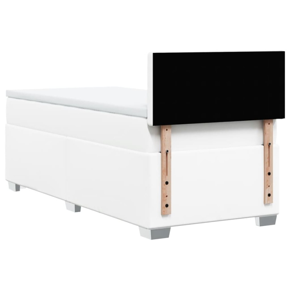 Cama box spring con colchón cuero sintético blanco 90x190