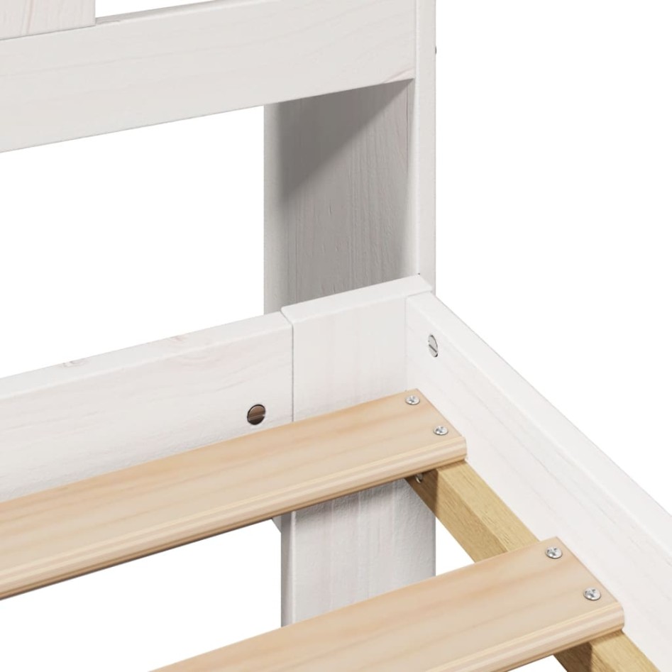 Cama con estantería sin colchón madera maciza blanca 140x200