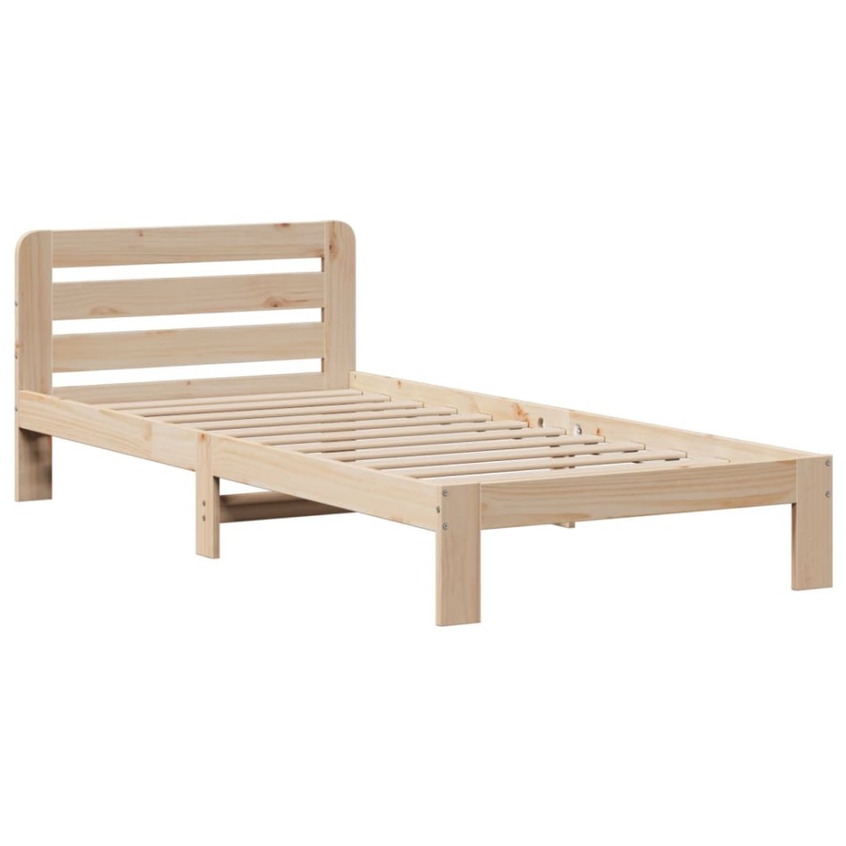 Cama con estantería sin colchón madera maciza de pino 75x190